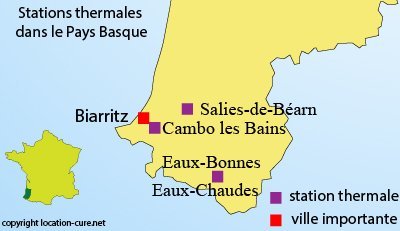 Carte des cures thermales dans le Pays Basque