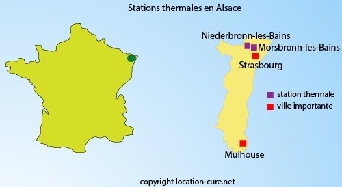 Carte des stations thermales en Alsace