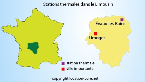 Carte de la station thermale du Limousin