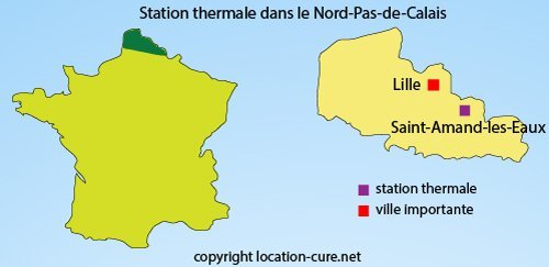 Carte des stations thermales dans le Nord Pas de Calais