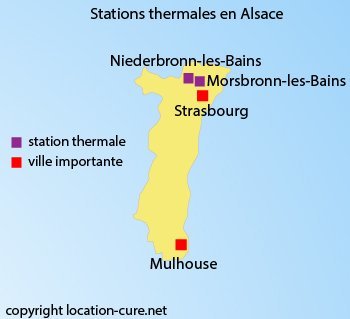 Carte des stations thermales en Alsace