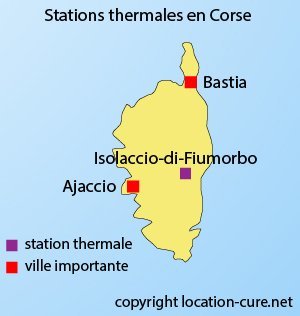 Carte des stations thermales en Corse