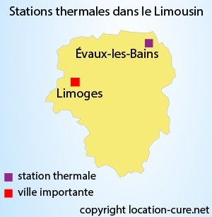 Carte des stations thermales du Limousin