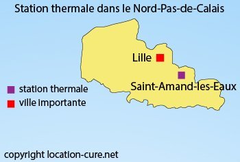 Carte des stations thermales dans le Nord Pas de Calais