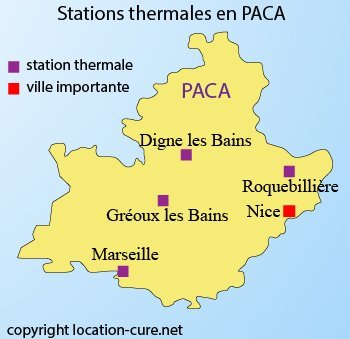 Carte des stations thermales en PACA