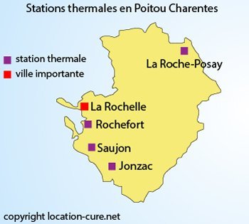 Carte des stations thermales en Poitou Charentes