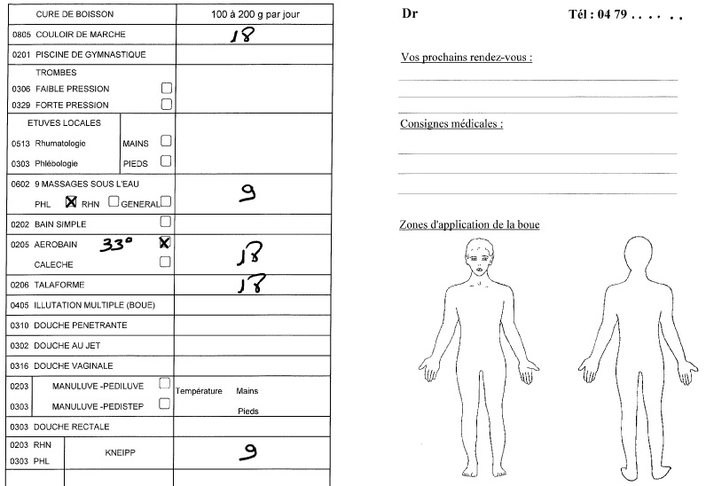 ordonnance médecin thermal cure thermale en phlébologie